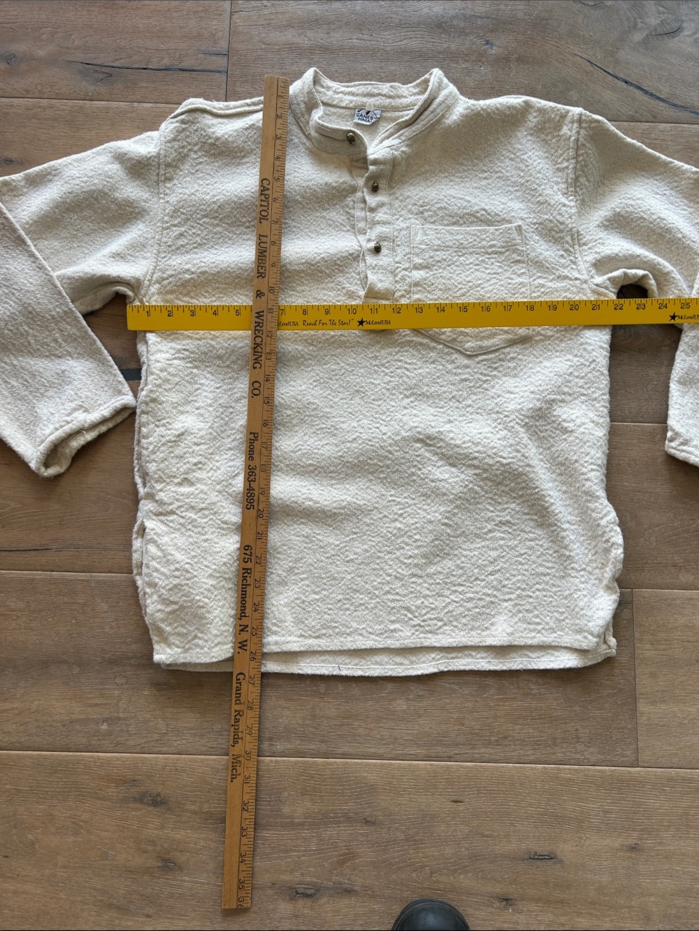 Ganni Cream Textured Henley with Chest Pocket - Picture 7 of 7